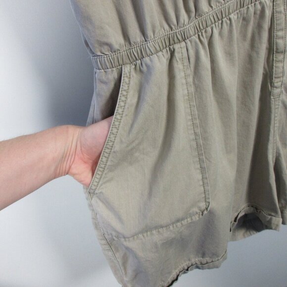 Pact Safari Romper Shortalls Women XXL Beige Organic Cotton Resort Coastal 388 - Picture 7 of 14